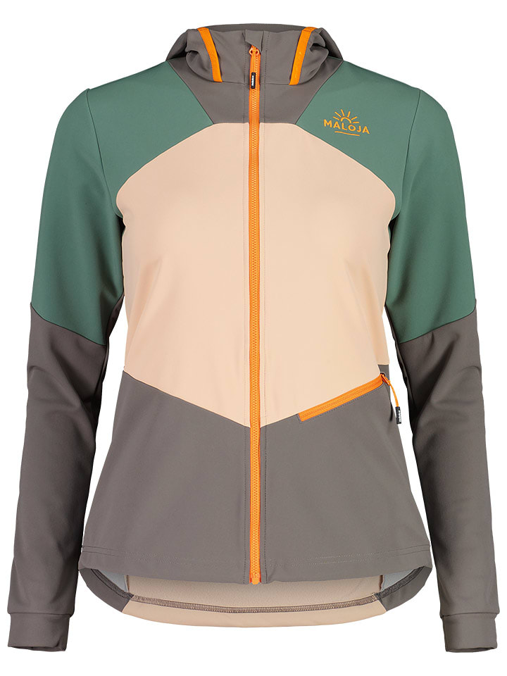 Maloja Kurtka hybrydowa "MarlingM" w kolorze szaro-pomarańczowo-zielonym rozmiar: M