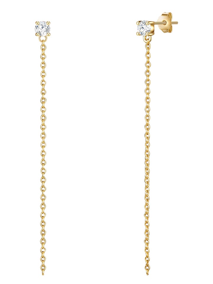 Lulu & Jane Pozłacane kolczyki-wkrętki z cyrkoniami rozmiar: onesize