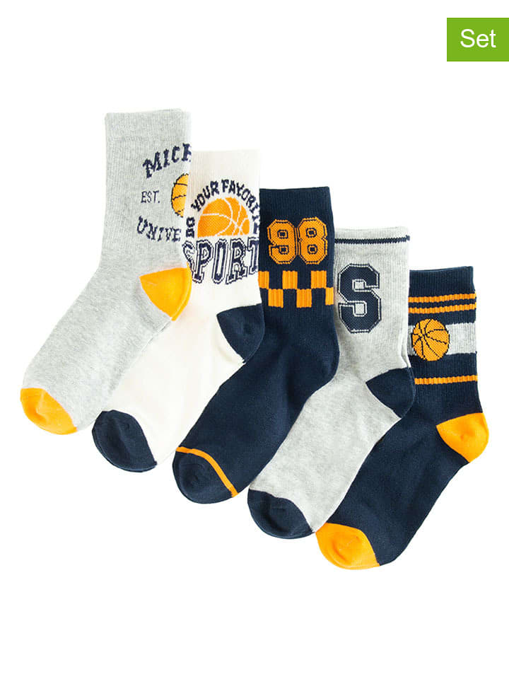 COOL CLUB Skarpety (5 par) w kolorze granatowo-białym rozmiar: 34/36