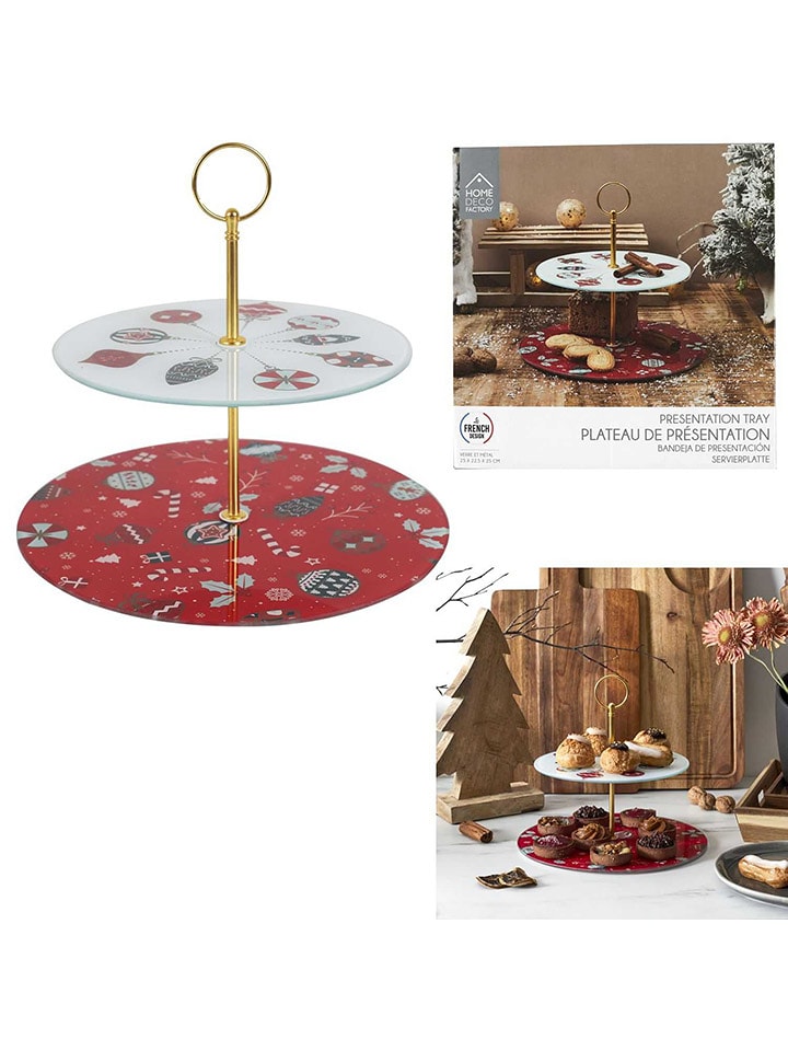 Make a Wish Etażerka w kolorze biało-czerwonym - Ø 25 cm rozmiar: onesize