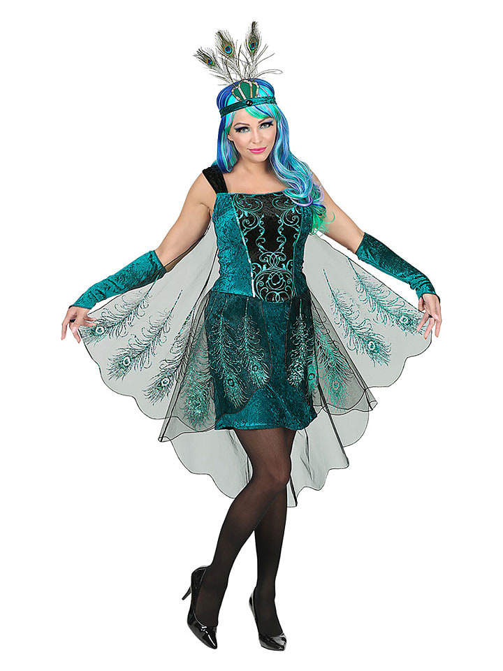 Carnival Party 3-częściowy kostium "Peacoock" w kolorze zielono-czarnym rozmiar: S