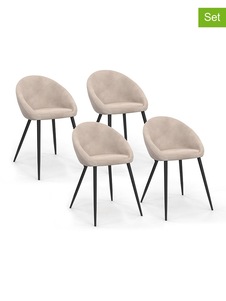 IDOMYA Factory Krzesła (4 szt.) "Dory" w kolorze kremowo-czarnym do jadalni - 52 x 77 x 54 cm rozmiar: onesize