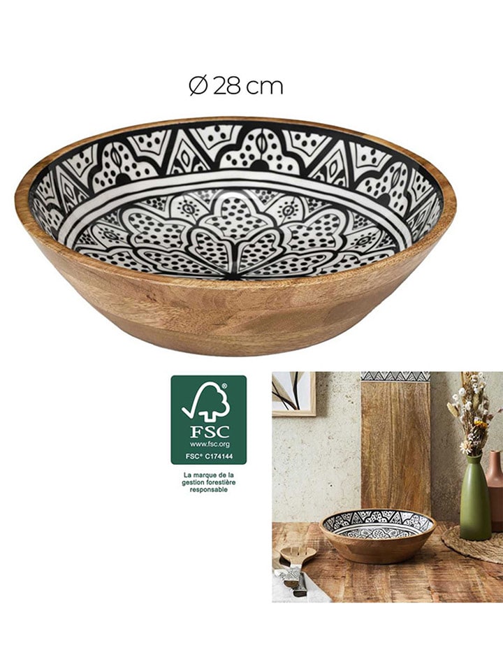 Ethnical Life Miska w kolorze brązowo-biało-czarnym - Ø 28 cm rozmiar: onesize