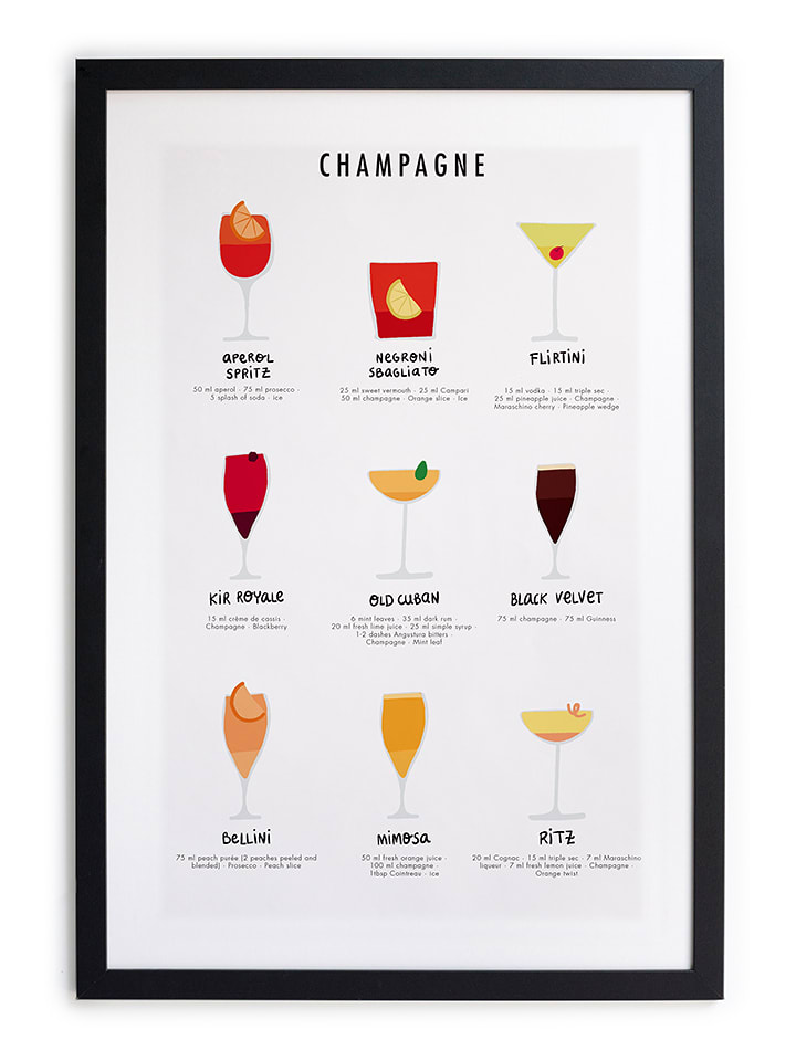 Madre Selva Druk artystyczny "Champagne" w ramce - 30 x 40 cm rozmiar: onesize