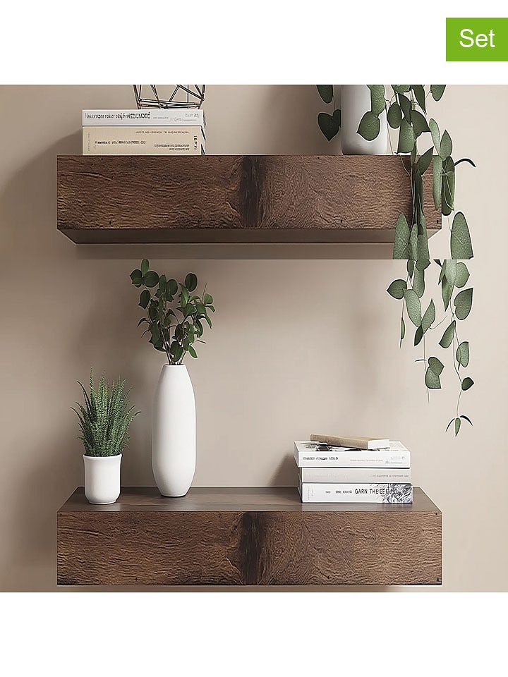 Evila Regały ścienne (2 szt.) w kolorze brązowym - 13 x 40 x 11 cm rozmiar: onesize