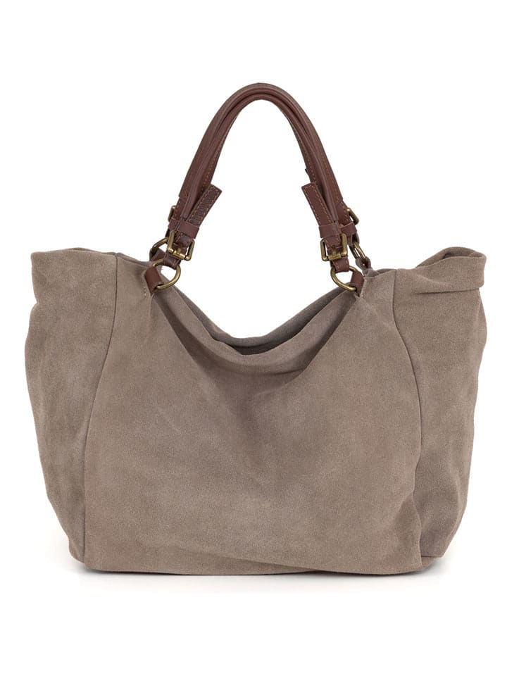 Anna Morellini Skórzany shopper bag "Gimignano" w kolorze szarobrązowym - 45 x 50 x 20 cm rozmiar: onesize