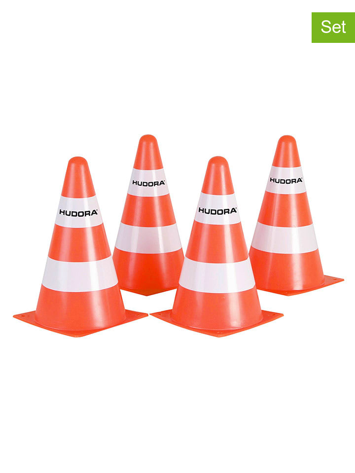 Hudora Pachołki (4 szt.) w kolorze pomarańczowo-białym rozmiar: onesize