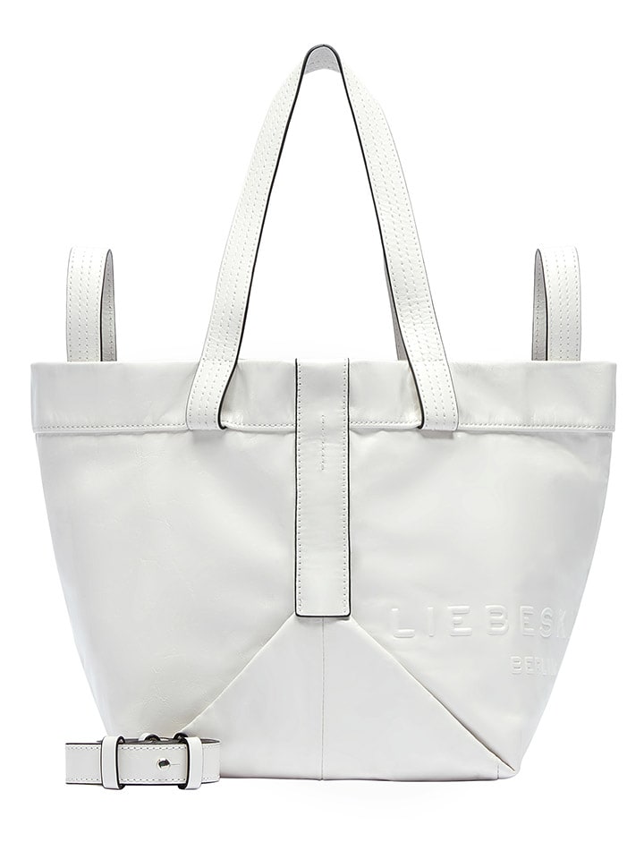 Liebeskind Berlin Skórzany shopper bag w kolorze białym - 47 x 34 x 18 cm rozmiar: onesize