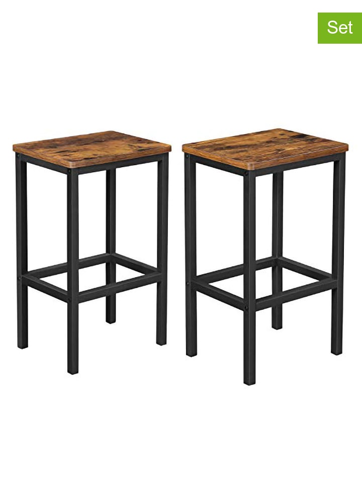 Songmics Hockery barowe (2 szt.) w kolorze czarno-brązowym - 40 x 65 x 30 cm rozmiar: onesize