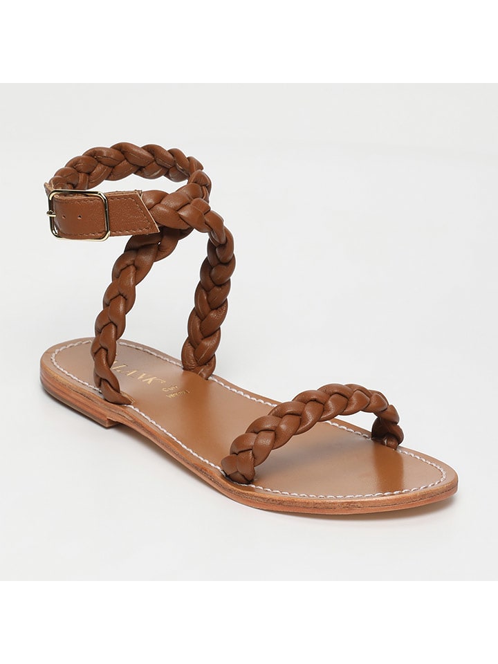 CALANK Skórzane sandały w kolorze jasnobrązowym rozmiar: 40