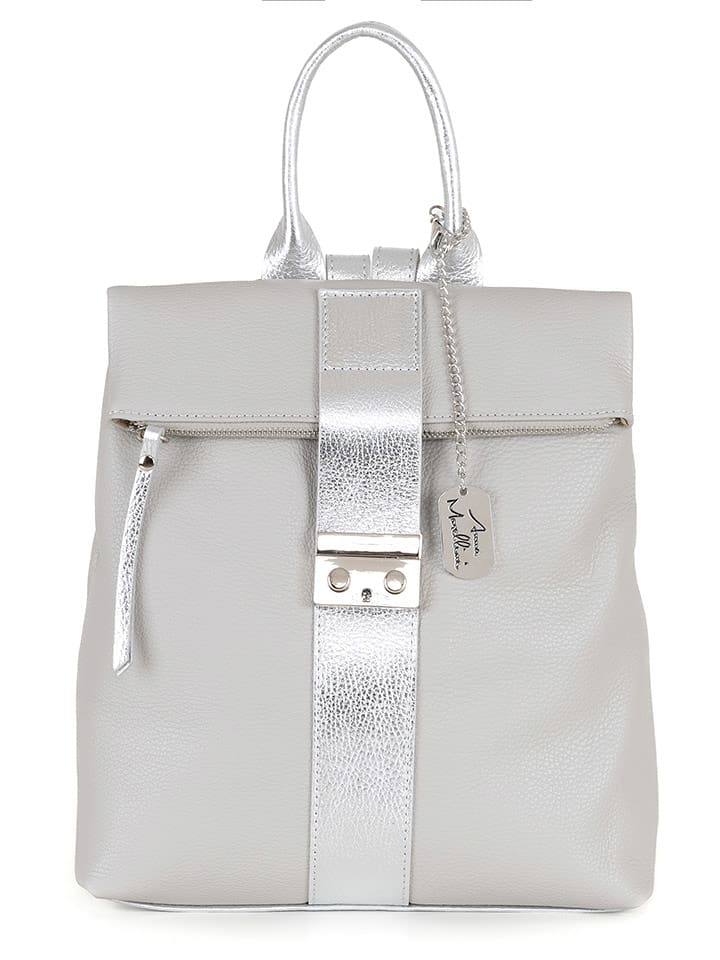 Anna Morellini Skórzany plecak "Azalea" w kolorze szarym - 30 x 31 x 11 cm rozmiar: onesize