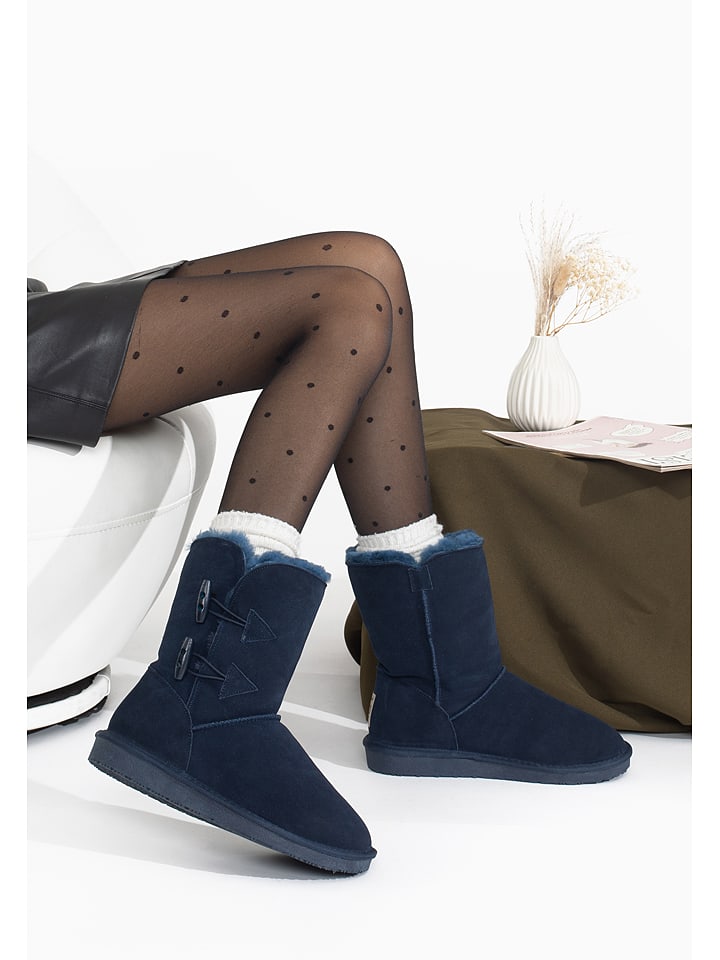 Gooce Skórzane kozaki zimowe "Hubbard" w kolorze granatowym rozmiar: 37