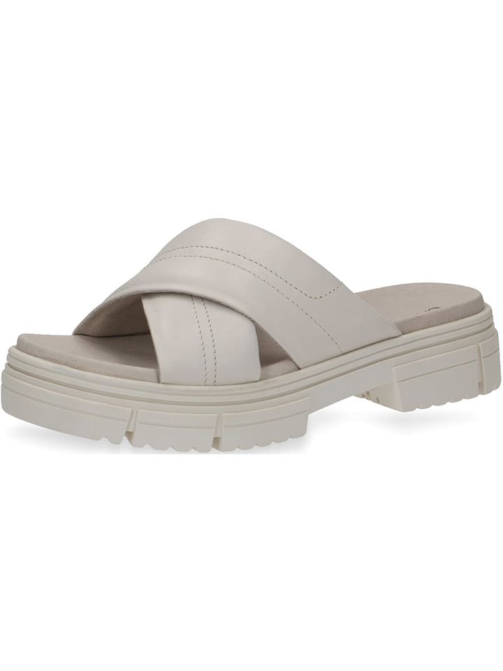 Caprice Skórzane klapki w kolorze kremowym rozmiar: 37