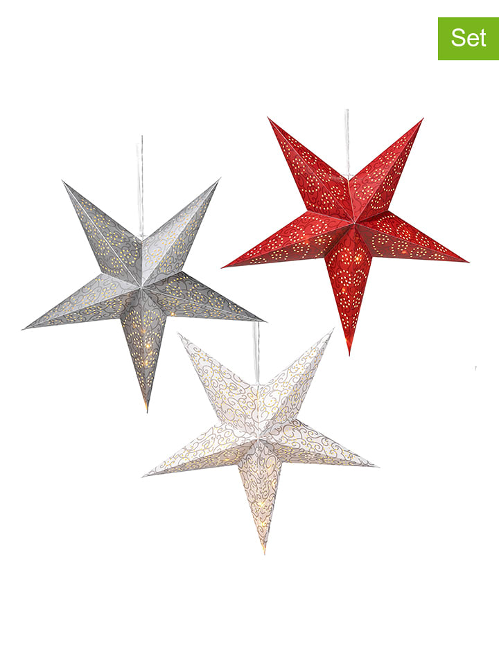 Profiline Dekoracyjne lampy LED (3 szt.) w kolorze srebrno-czerwono-białym - Ø 60 cm rozmiar: onesize