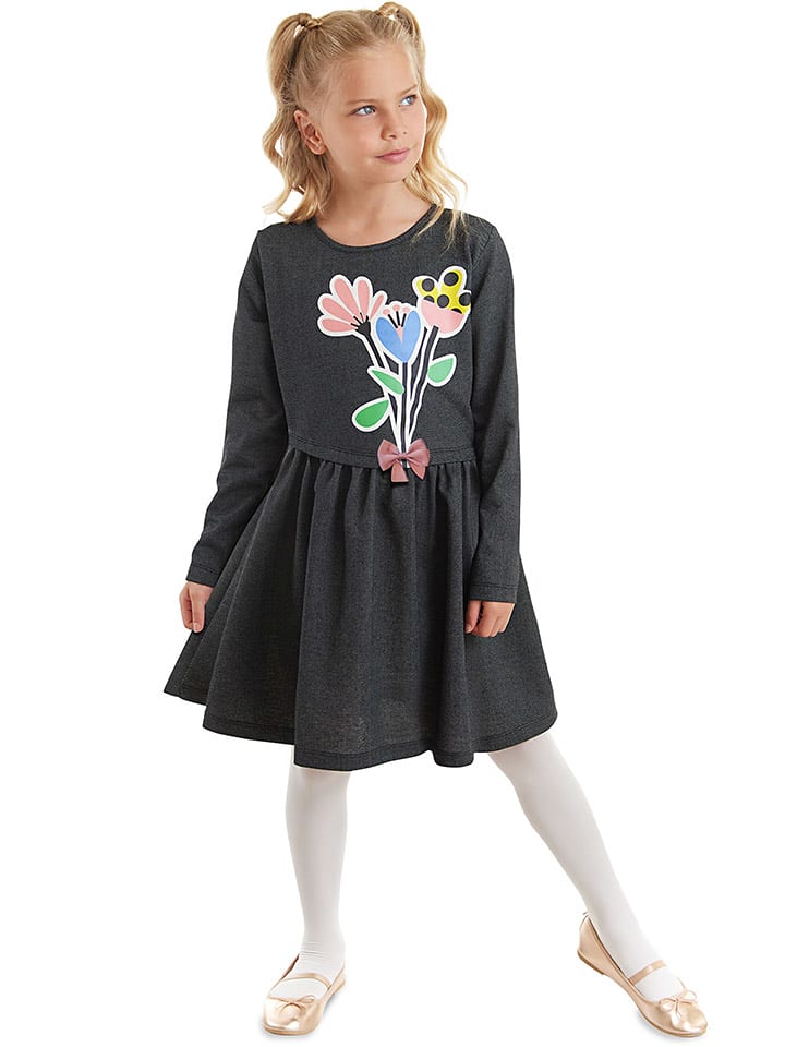 Denokids Sukienka "Flower Bouquet" w kolorze antracytowym rozmiar: 122