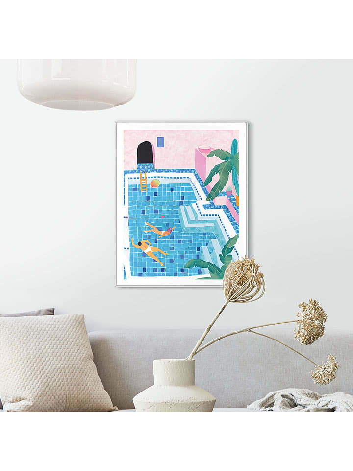 Orangewallz Druk artystyczny "Pool Fun" w ramce rozmiar: 50x70 cm
