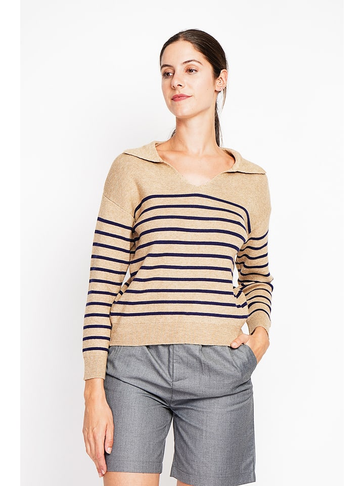 William de Faye Sweter w kolorze granatowo-karmelowym rozmiar: 38