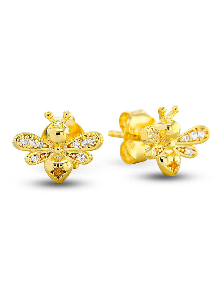 CHARM'S Pozłacane kolczyki-wkrętki z cyrkoniami rozmiar: onesize