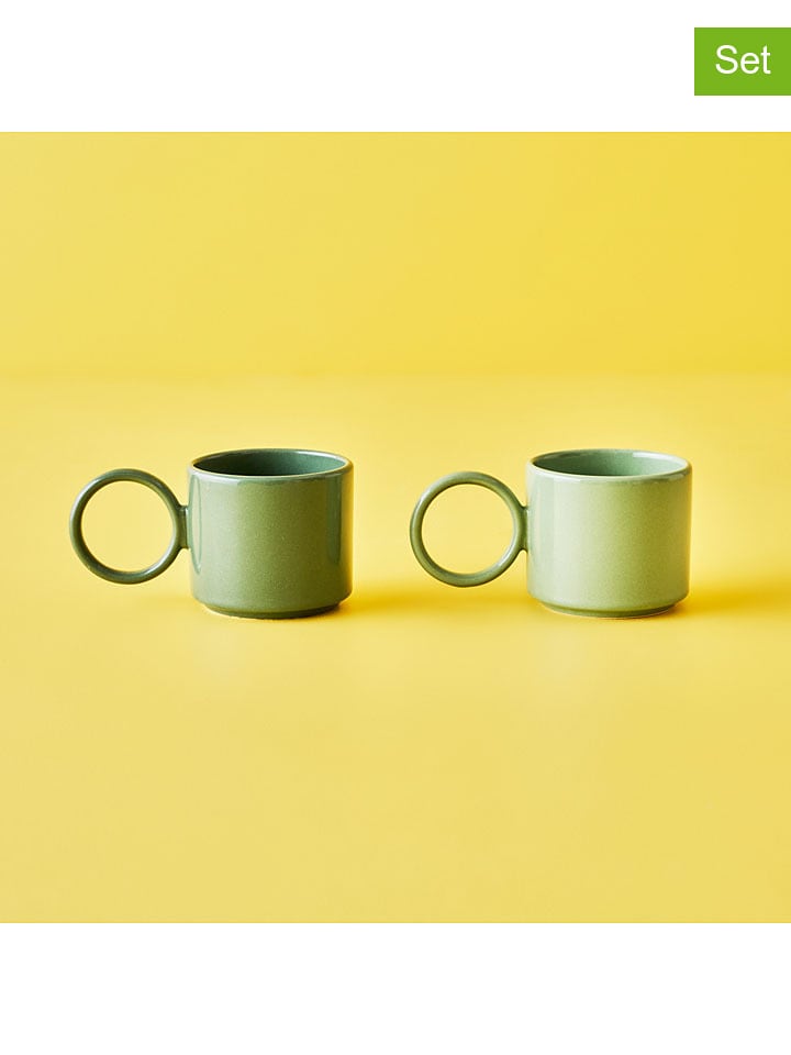 BELLA MAISON Kubki (2 szt.) "Arcana Espresso" w kolorze zielonym do kawy - 90 ml rozmiar: onesize
