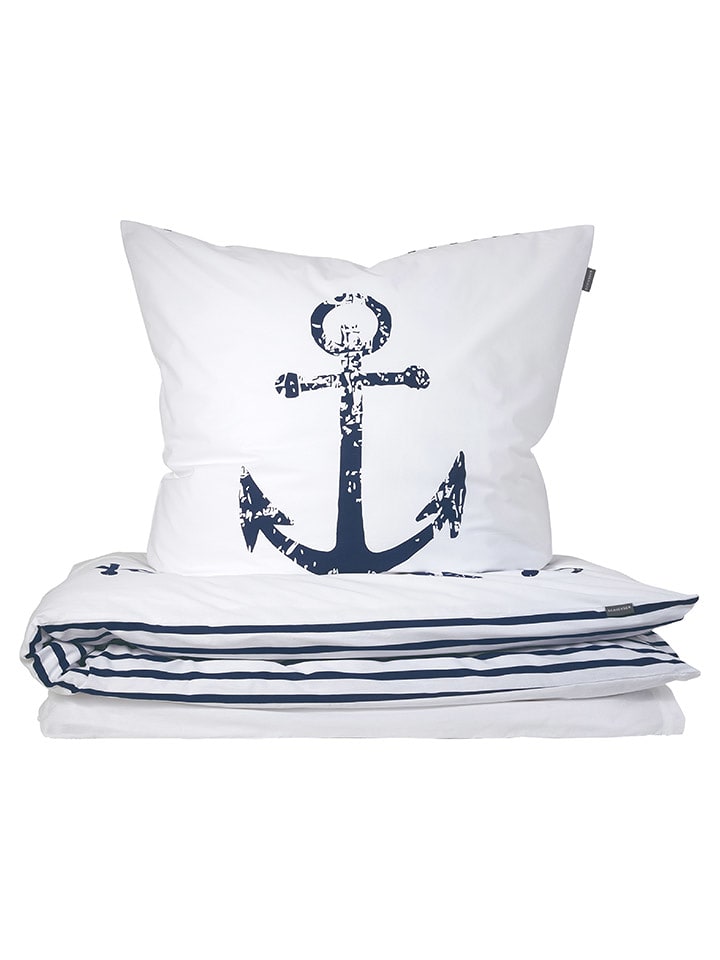 Schiesser Komplet pościeli renforcé w kolorze biało-granatowym rozmiar: 135x200 cm