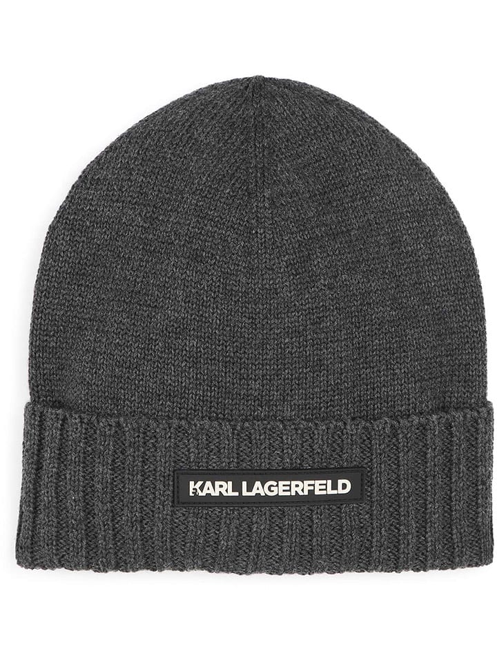 Karl Lagerfeld Kids Czapka w kolorze antracytowym rozmiar: 176