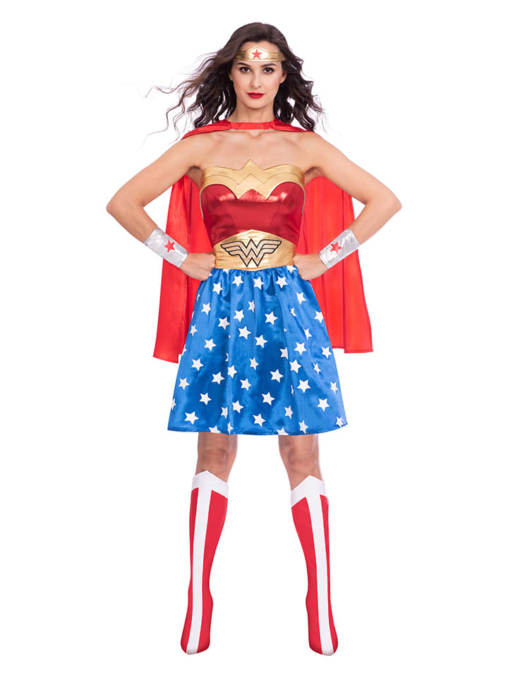 amscan 4-częściowy kostium "Wonderwoman Classic" w kolorze czerwono-niebieskim rozmiar: M