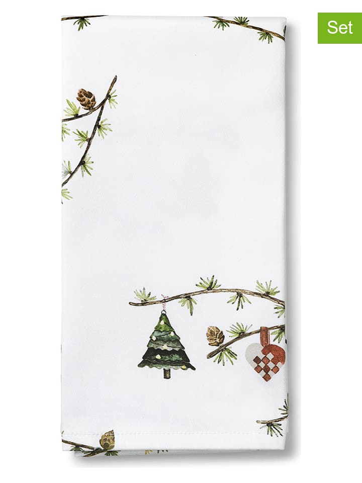 Kähler Serwetki (4 szt.) "Hammershøi" w kolorze białym ze wzorem - 45 x 45 cm rozmiar: onesize