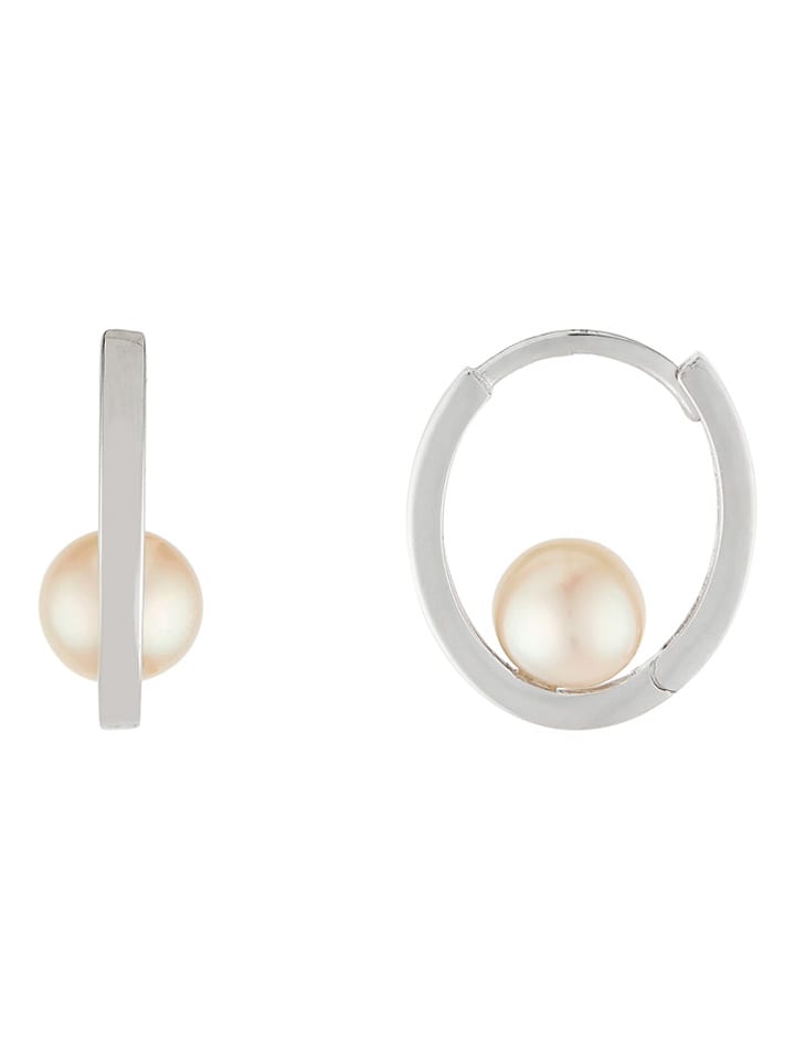 OR ÉCLAT Złote kolczyki-kreole "Cerceau" z perłami rozmiar: onesize