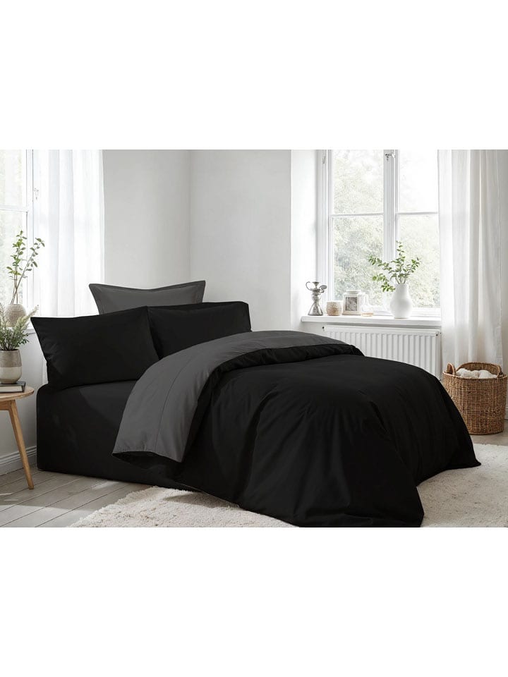 Mijolnir Komplet pościeli renforcé w kolorze czarno-antracytowym rozmiar: 155x220 cm