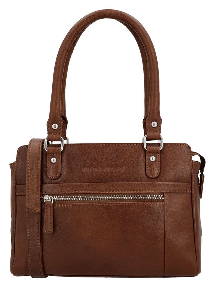 HIDE & STITCHES Skórzana torebka w kolorze jasnobrązowym - 35 x 22 x 8 cm rozmiar: onesize