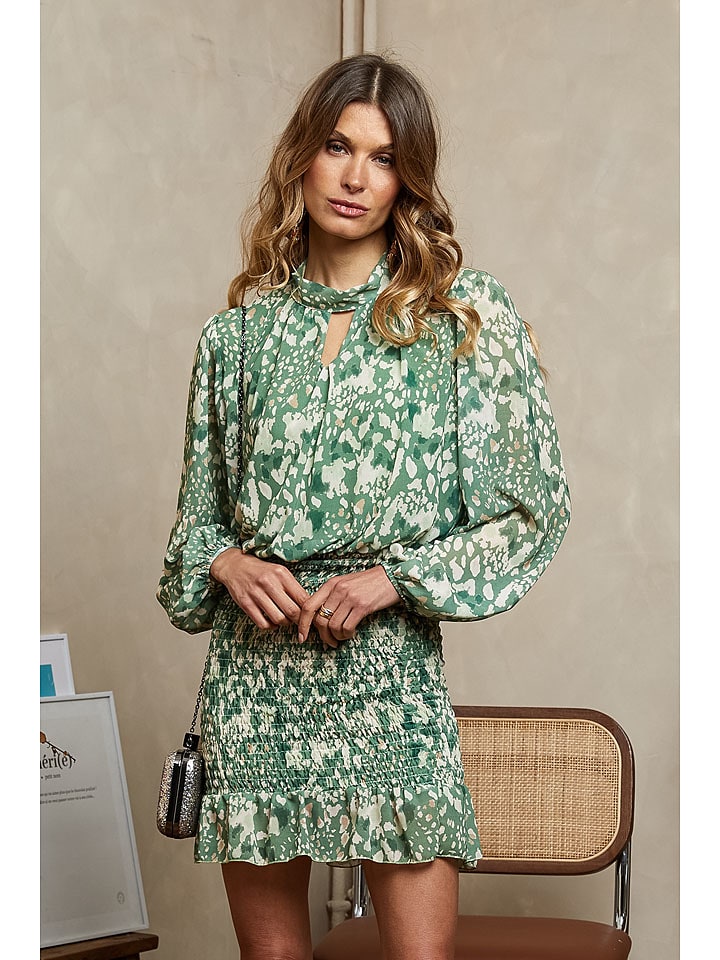 Joséfine Sukienka "Blee" w kolorze zielono-białym rozmiar: M