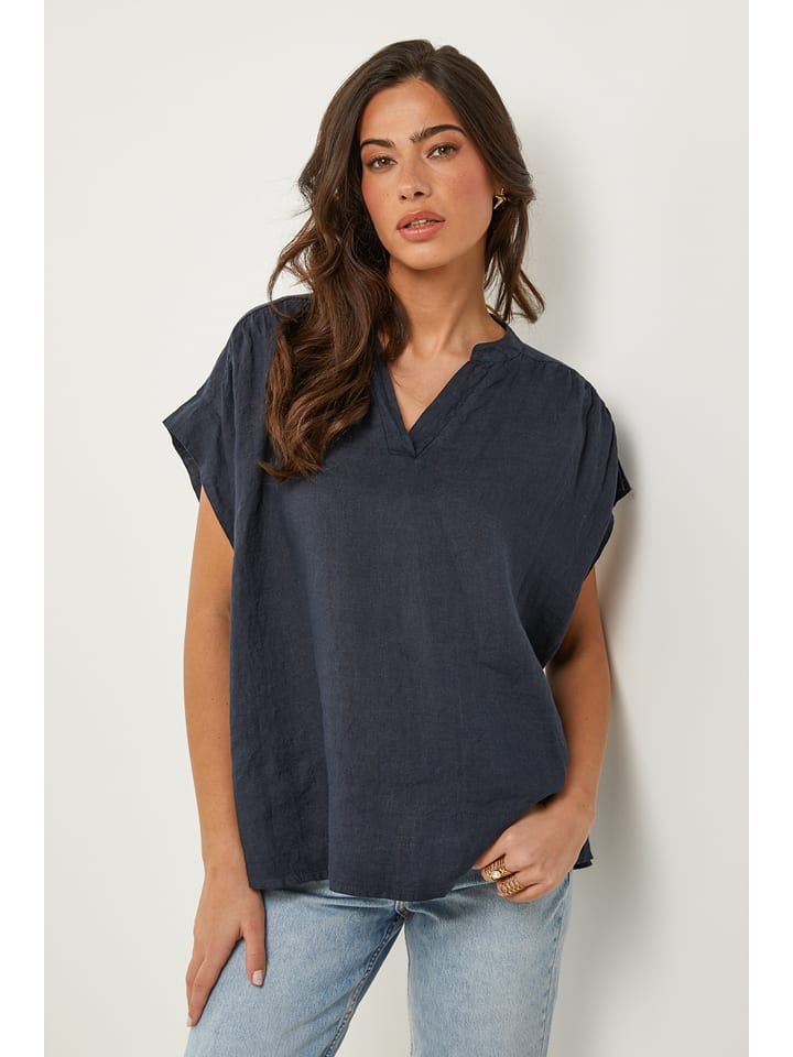 Le Monde du Lin Lniana koszulka w kolorze granatowym rozmiar: 40/42