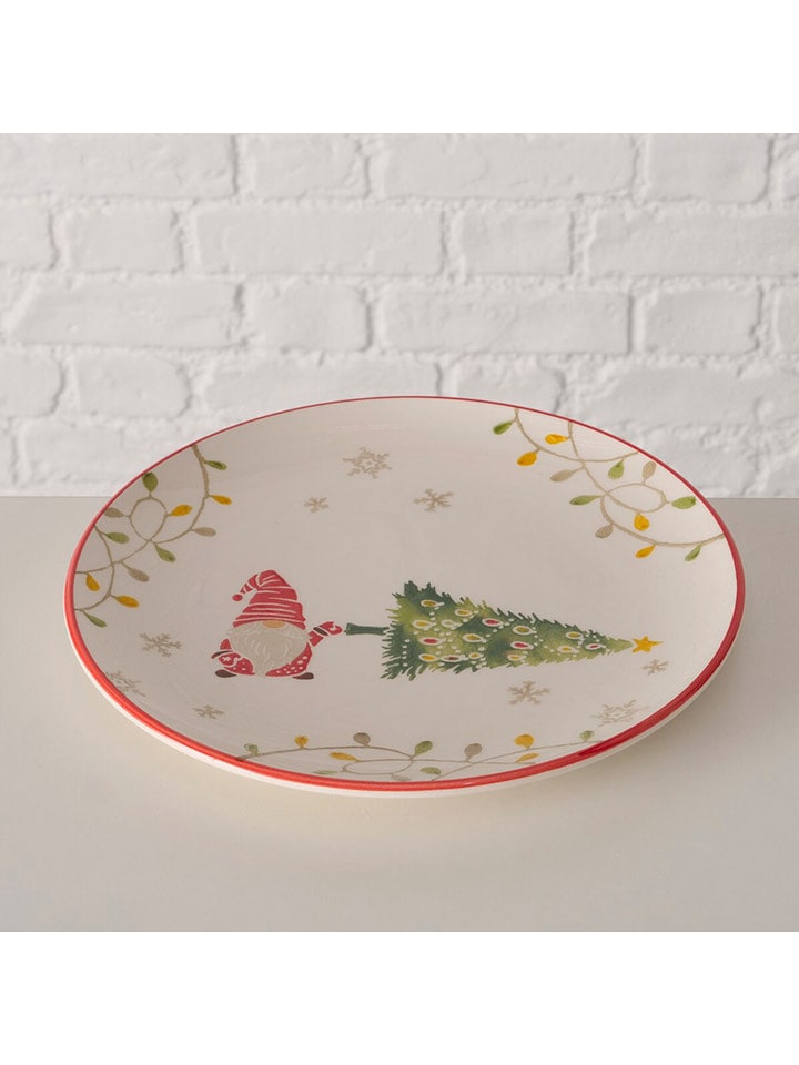 Boltze Talerz "Noelo" w kolorze biało-czerwonym do serwowania - Ø 25,7 cm rozmiar: onesize