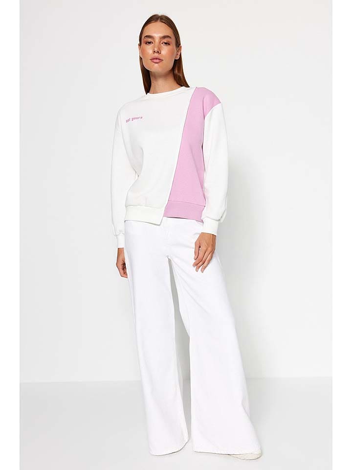 trendyol Bluza w kolorze biało-jasnoróżowym rozmiar: L