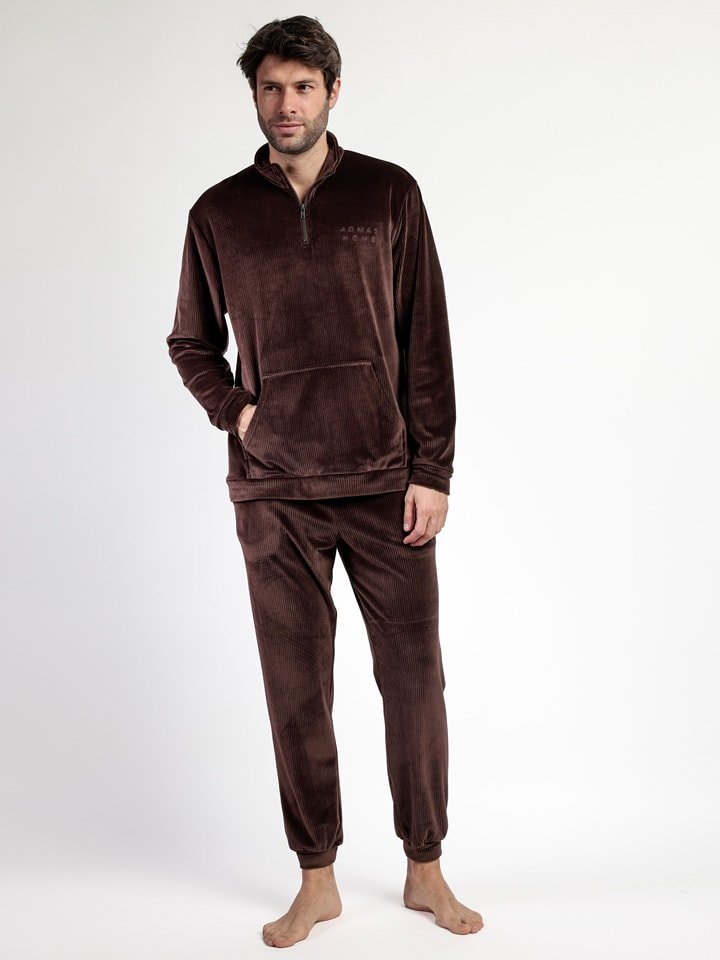 admas Piżama "Admas home" w kolorze ciemnobrązowym rozmiar: S