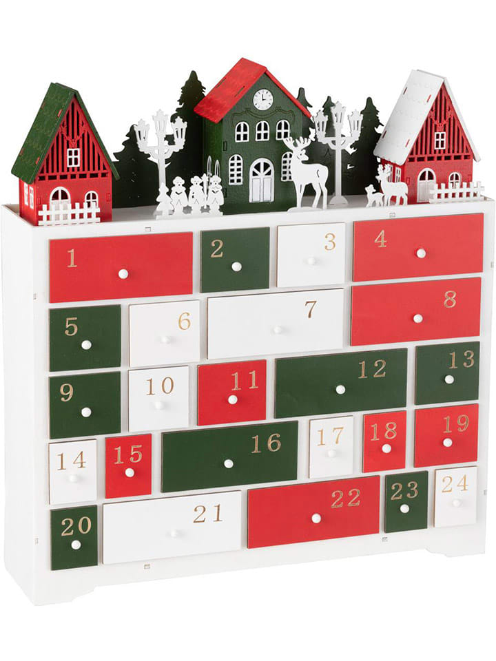 J Line Dekoracyjny kalendarz adwentowy LED ze wzorem - 38 x 41 cm rozmiar: onesize