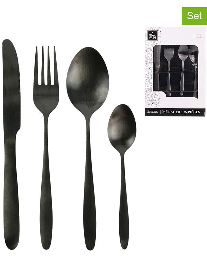THE HOME DECO FACTORY 16-częściowy zestaw sztućców w kolorze czarnym rozmiar: onesize