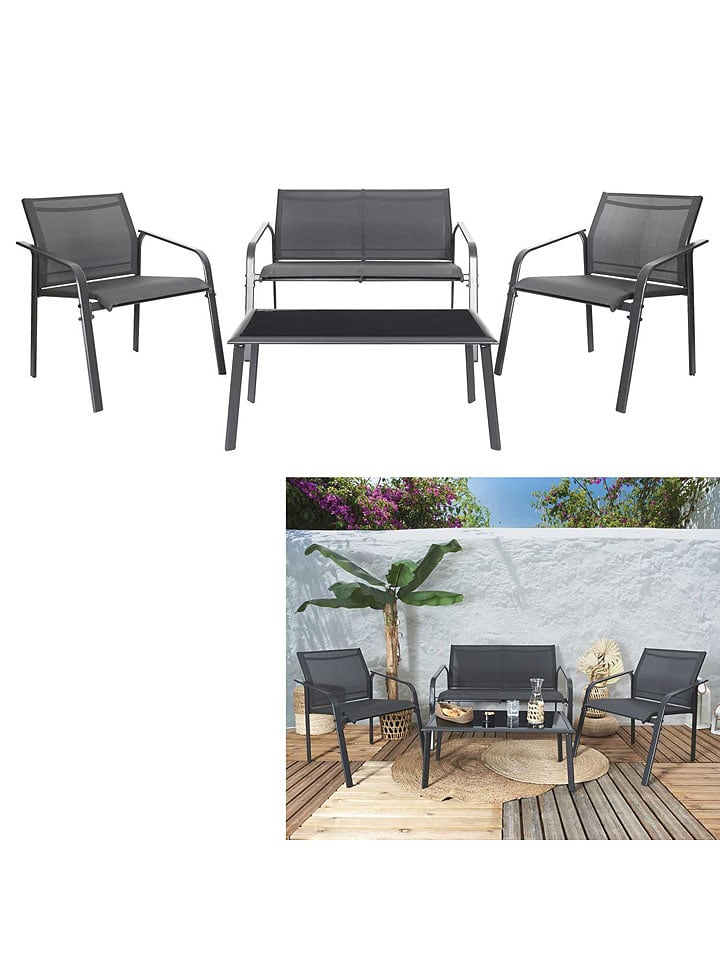 Garden Spirit 4-częściowy zestaw mebli ogrodowych ''Naxos'' w kolorze szarym rozmiar: onesize