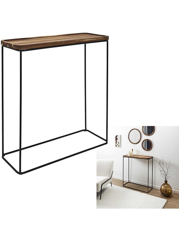 THE HOME DECO FACTORY Stolik konsolowy "Cocooning" w kolorze brązowo-czarnym - 80 x 82 x 30 cm rozmiar: onesize