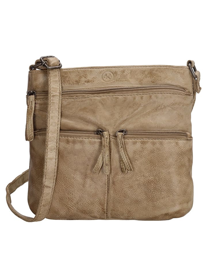 HIDE & STITCHES Skórzana torebka w kolorze beżowym - 20 x 22 x 3 cm rozmiar: onesize