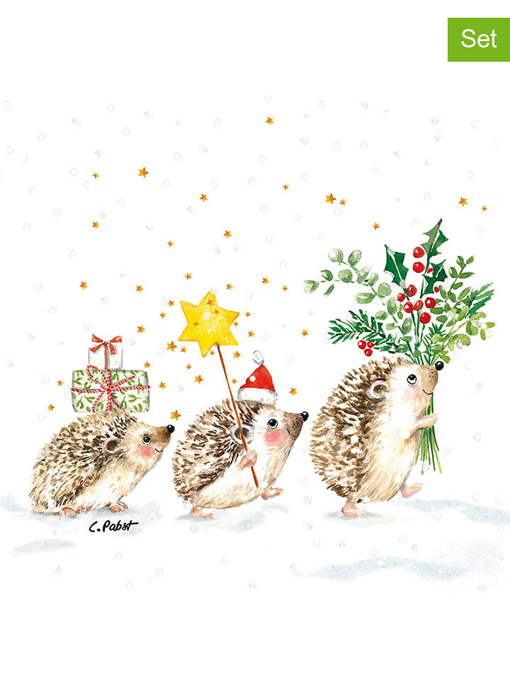 ppd Serwetki (40 szt.) "Christmas Hedgehogs" ze wzorem rozmiar: onesize