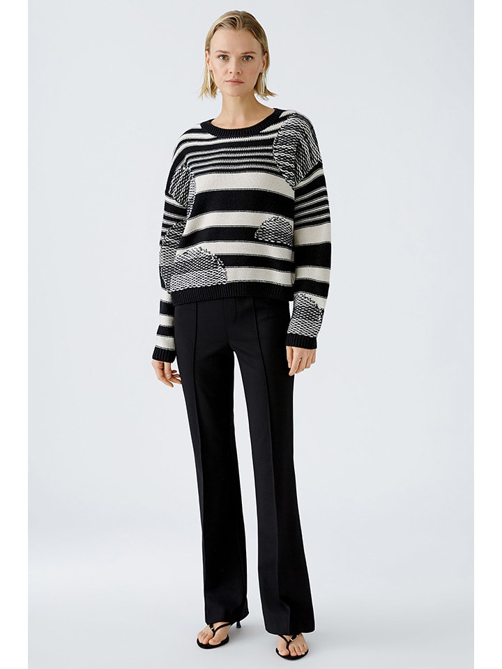 Oui Sweter w kolorze kremowo-czarnym rozmiar: 38