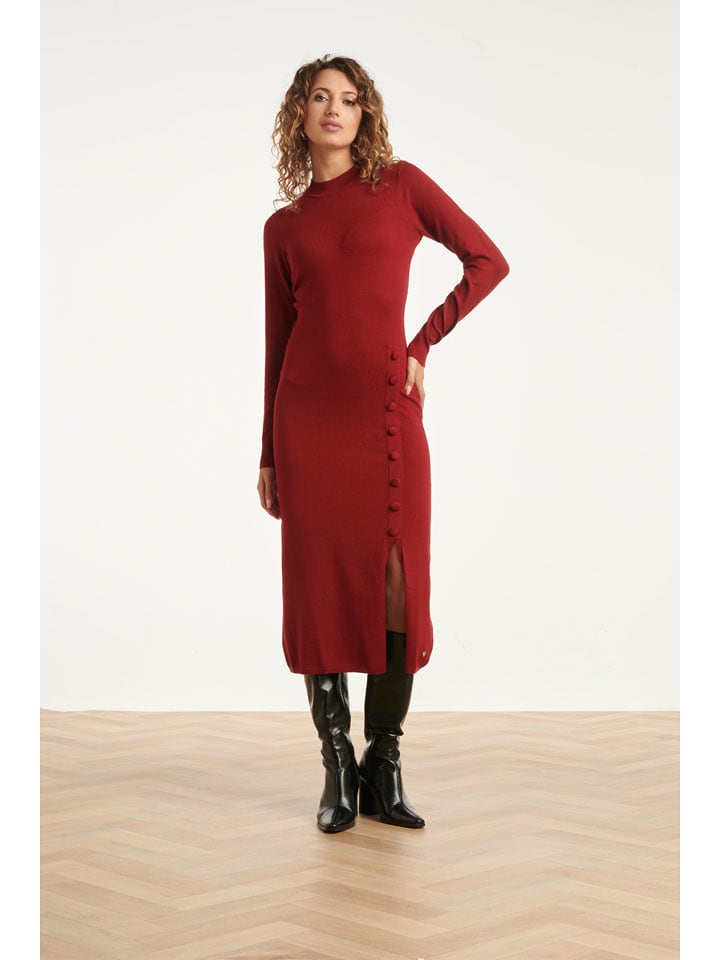 Smashed Lemon Sukienka dzianinowa w kolorze bordowym rozmiar: XL