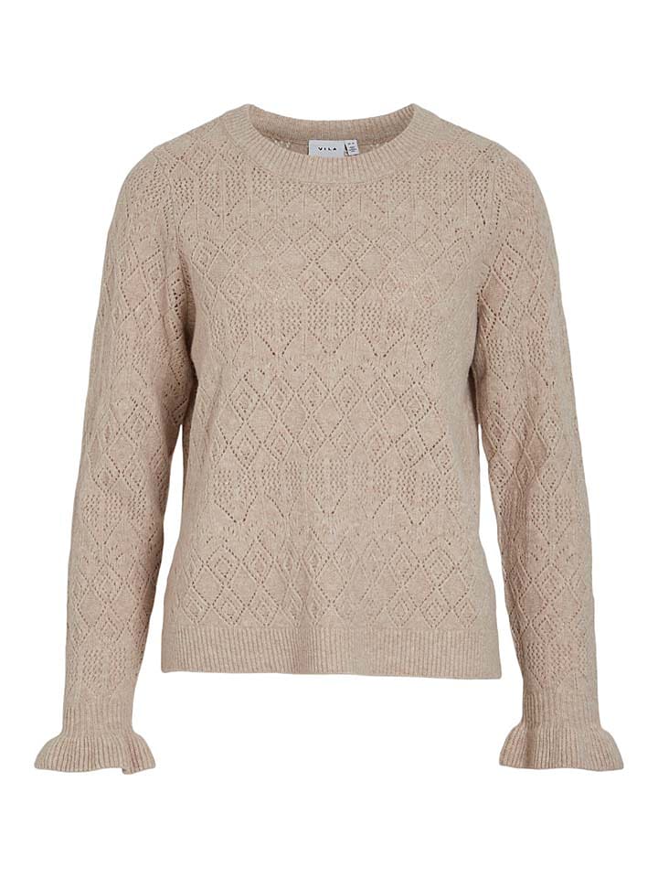 Vila Sweter w kolorze beżowym rozmiar: S