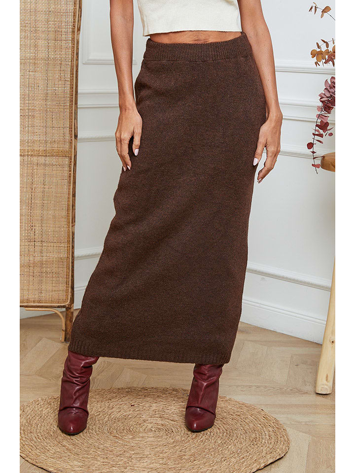 So Cachemire Spódnica dzianinowa "Doristo" w kolorze brązowym rozmiar: M
