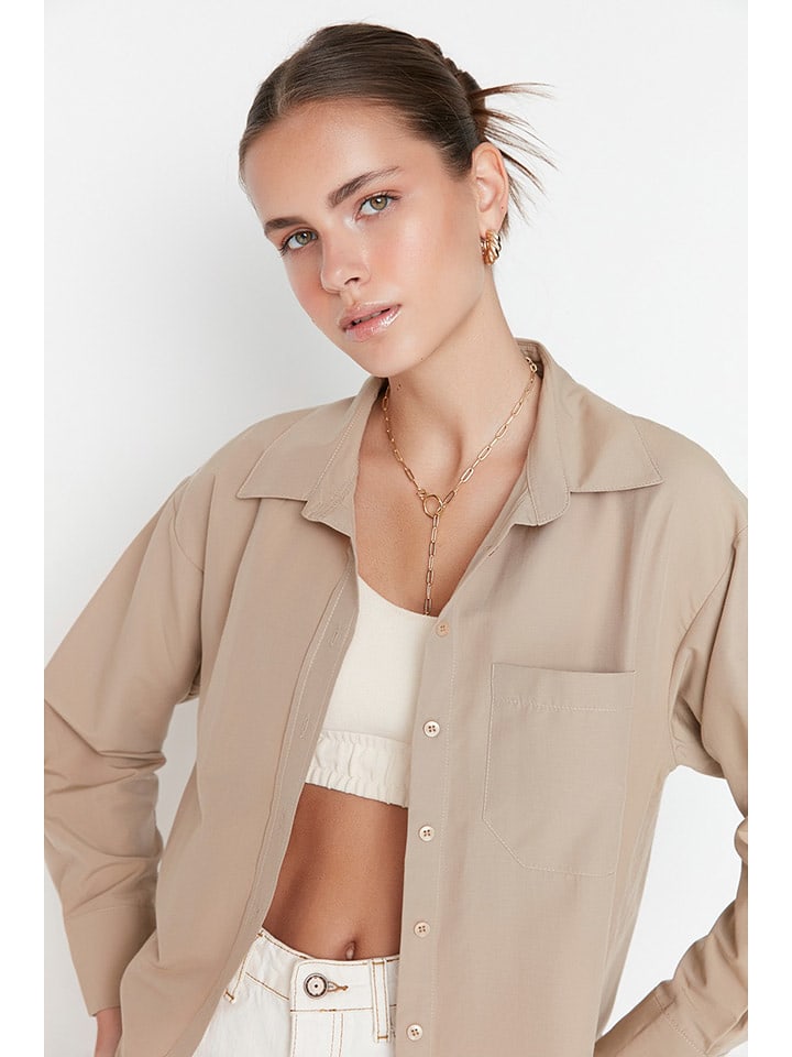 trendyol Koszula w kolorze beżowym rozmiar: 36
