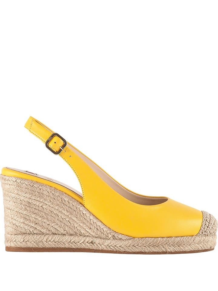 Högl Skórzane sandały "Summer" w kolorze żółtym na koturnie rozmiar: 37,5