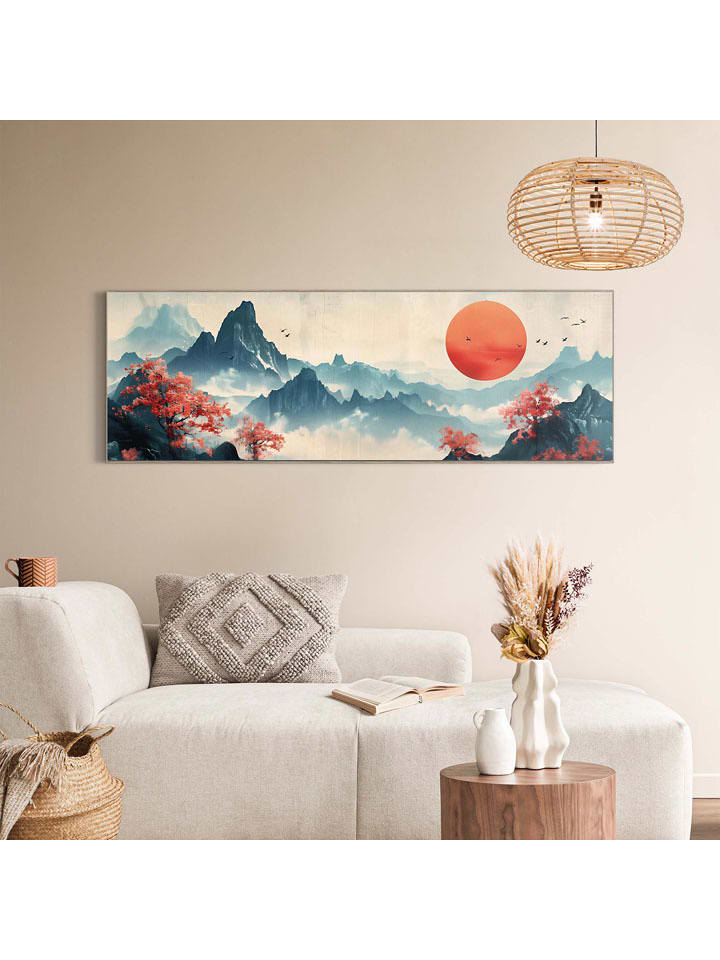 Orangewallz Druk "Japandi Mountains" na płótnie w ramce rozmiar: 40x120 cm