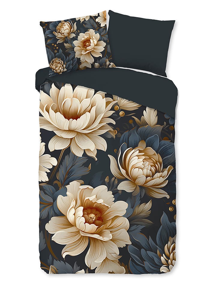 Pure Komplet pościeli "Iron" w kolorze antracytowo-kremowym z mikrofibry rozmiar: 135x200 cm