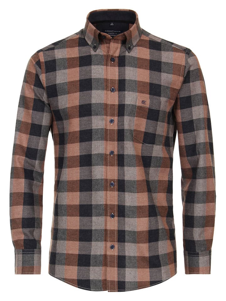 CASAMODA Koszula - Comfort fit - w kolorze czarno-pomarańczowo-szarym rozmiar: XL